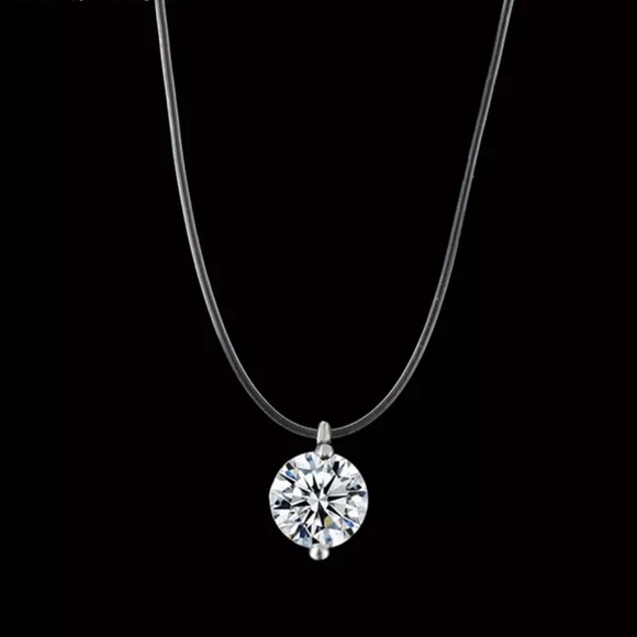 8mm Dazzling CZ Pendant Invisible Floating Choker - Picture 2 of 5